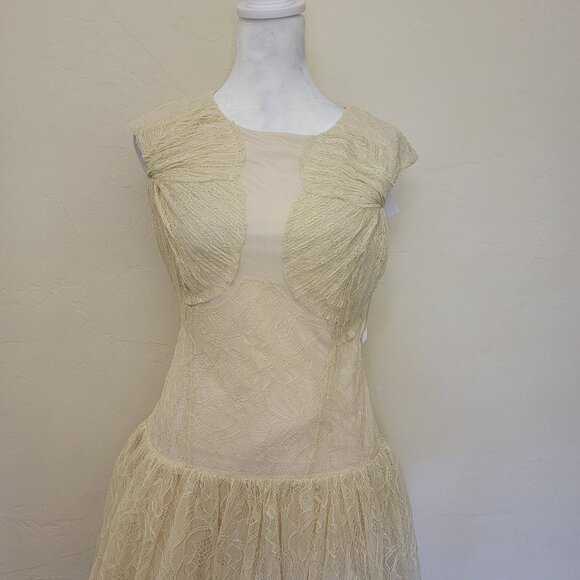 Ark & Co Ivory Lace Drop Waist Dress, Y2K New Old Stock, Size S, $25 - Picture 3 of 7